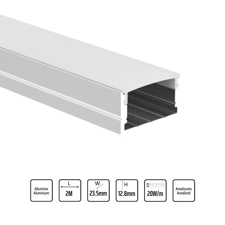Profilo LED largo montaggio superficiale 2M