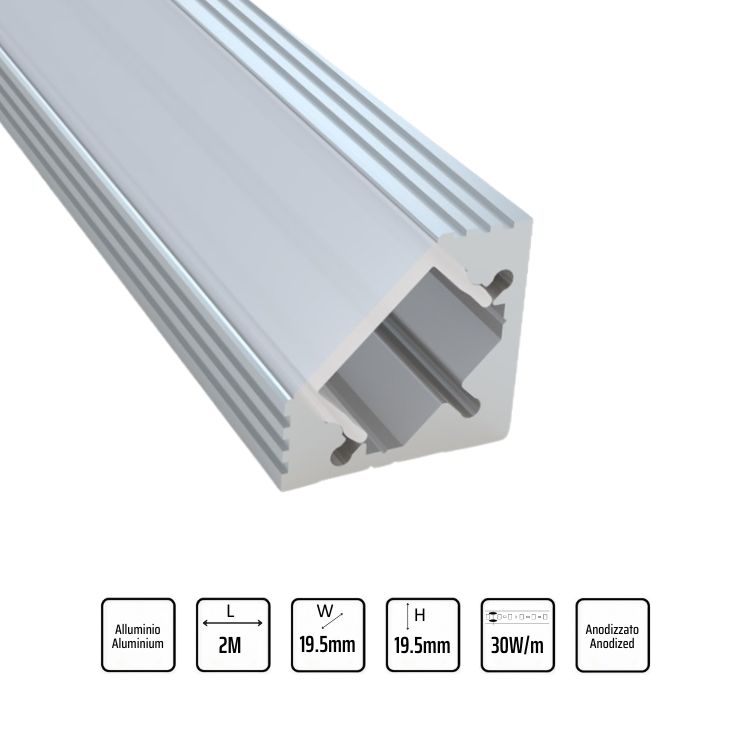 Profilo LED angolare antracite 2M