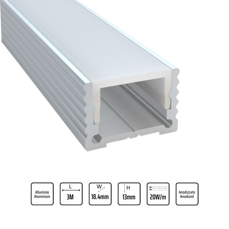 Profilo LED alto antracite montaggio superficiale 3M