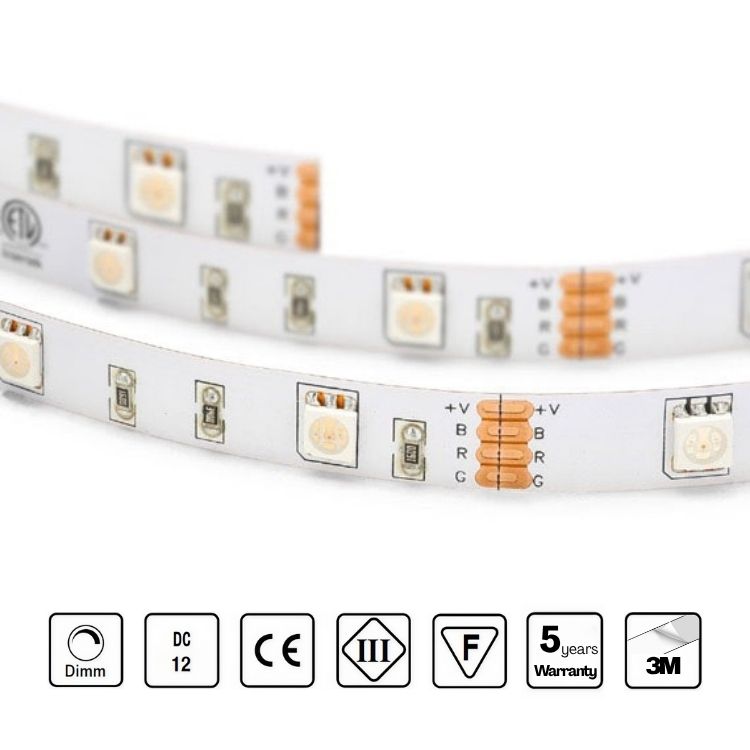 STRIP LED 12V 30 LED/m 7,2W/m RGB IP68